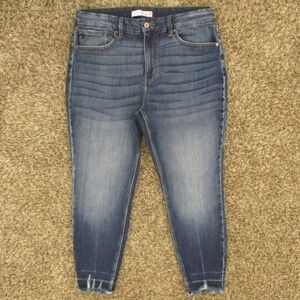 Kancan Jeans Women's‎ 31 Eliza High Rise Ankle Skinny Raw Hen Stretch Denim